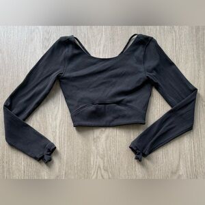 FREE PEOPLE Movement Black Crop Sweatshirt Women's Size XS Front Slit